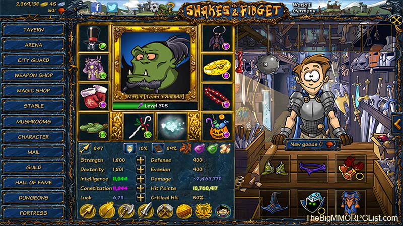 Shakes and Fidget Screenshot | TheBigMMORPGList.com Shakes and Fidget | TheBigMMORPGList.com
